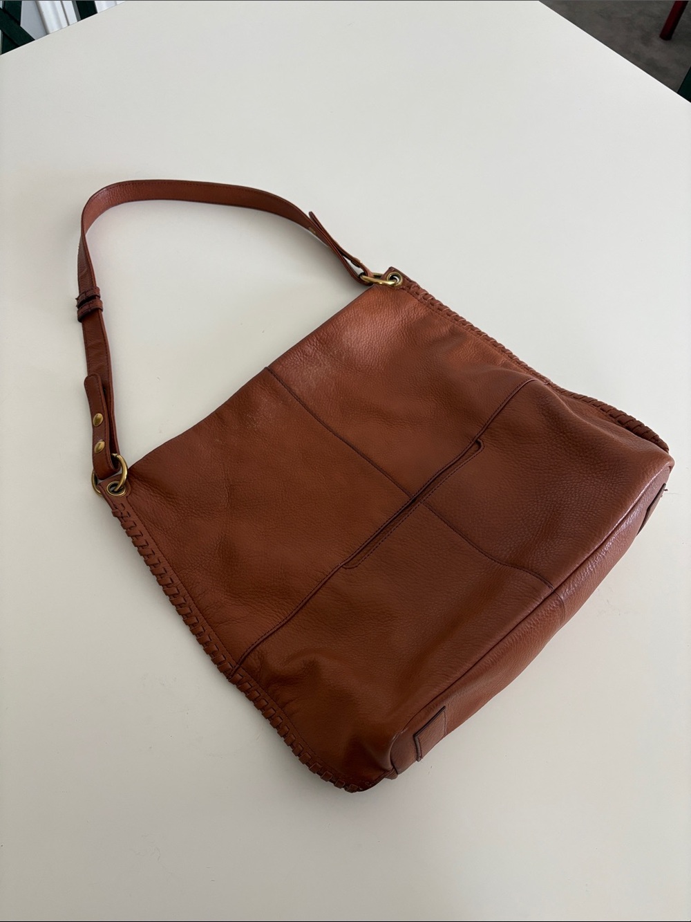 HOBO Leather Shoulder Bag in Brown